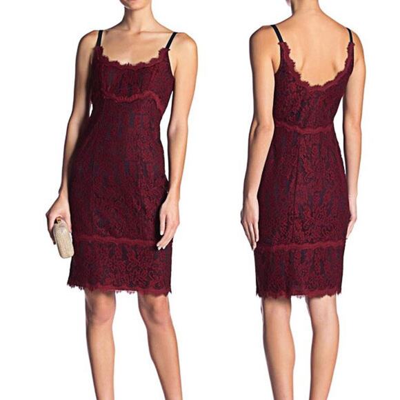 DIANE VON FURSTENBERG NWT Olivia Rose Slip Lace Dress in Oxblood Size 12 - Picture 3 of 14